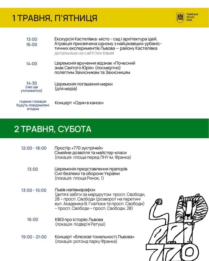 Програма святкування / фото Львівської міської ради