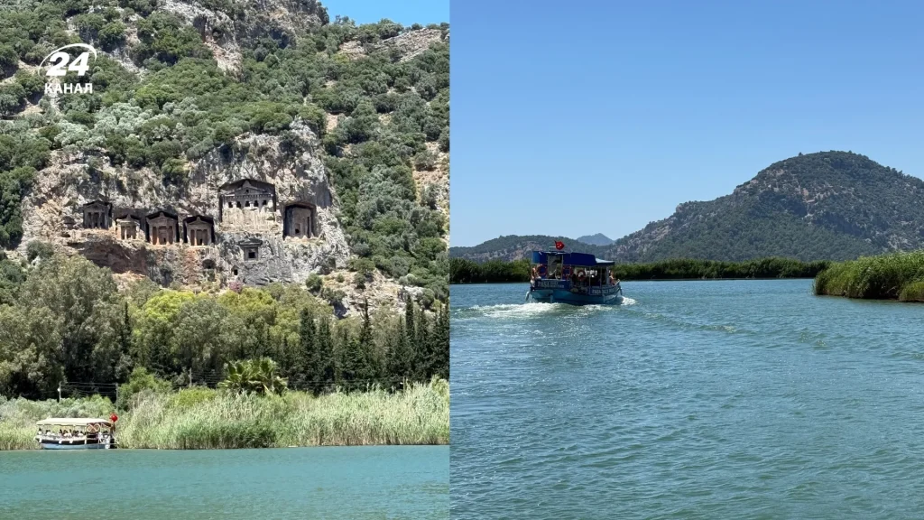 Вид на Лікійські гробниці та краєвиди з човна / колаж 24 Каналу, фото надані для 24 Каналу