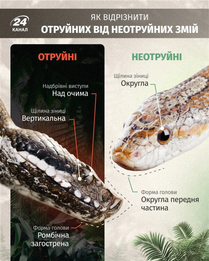 Як відрізнити отруйних змій від неотруйних