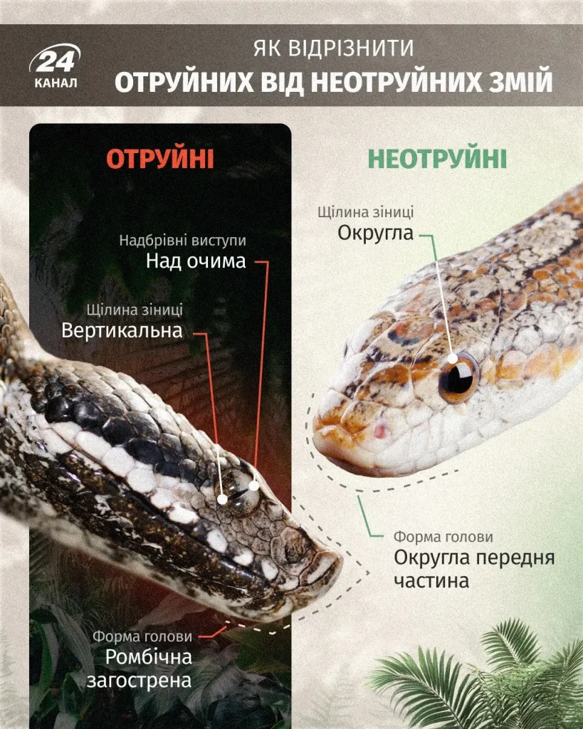 Як відрізнити отруйну змію від неотруйної / Інфографіка 24 Каналу